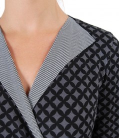 Rochie din jerse elastic imprimat cu motive geometrice