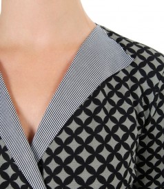 Rochie din jerse elastic imprimat cu motive geometrice