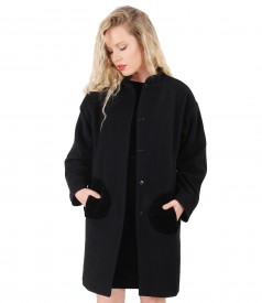 Jacheta din lana virgina si casmir dublata cu saten imprimat
