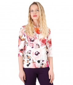 Bluza din jerse imprimat cu motive florale