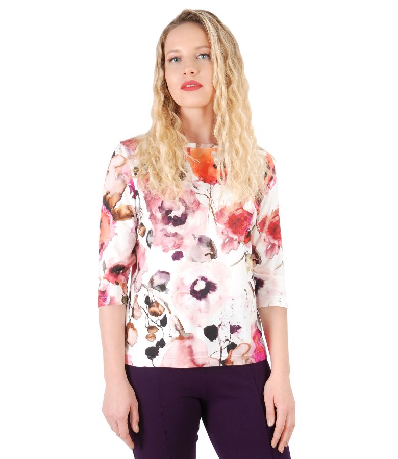 Bluza din jerse imprimat cu motive florale