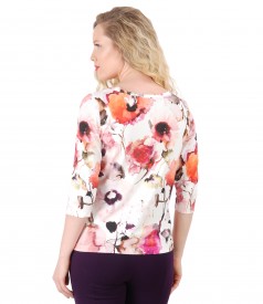 Bluza din jerse imprimat cu motive florale