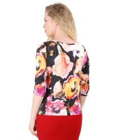 Bluza din jerse imprimat cu motive florale