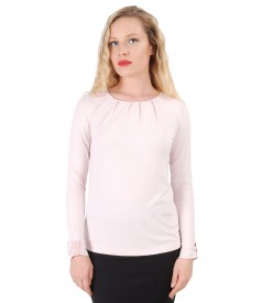 Bluza eleganta din jerse elastic cu maneci lungi