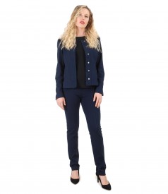 Costum office dama cu sacou si pantaloni din jerse elastic gros