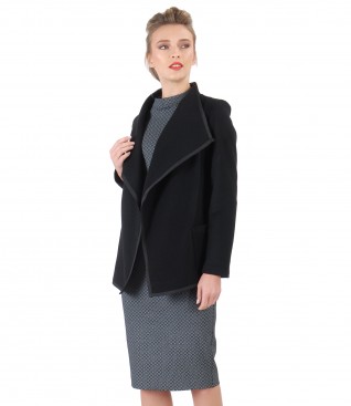 Rochie din jerse elastic gros cu jacheta din lana si casmir
