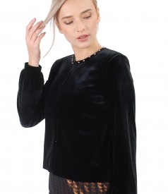 Sacou din catifea elastica neagra