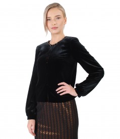 Sacou din catifea elastica neagra