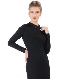 Rochie midi din jerse elastic cu maneci lungi