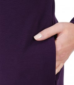 Rochie midi din jerse elastic cu maneci lungi