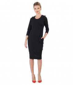 Rochie din jerse elastic cu buzunare laterale