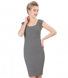 Rochie din brocart de bumbac cu aplicatie de perle