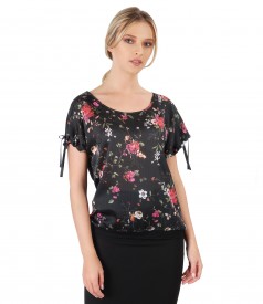 Bluza din voal cu imprimeu floral