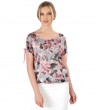 Bluza din voal cu imprimeu floral