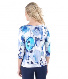 Bluza din jerse imprimat cu motive florale