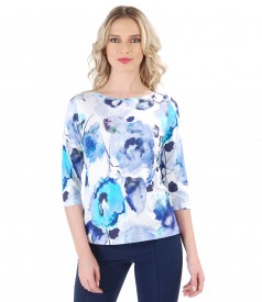 Bluza din jerse imprimat cu motive florale