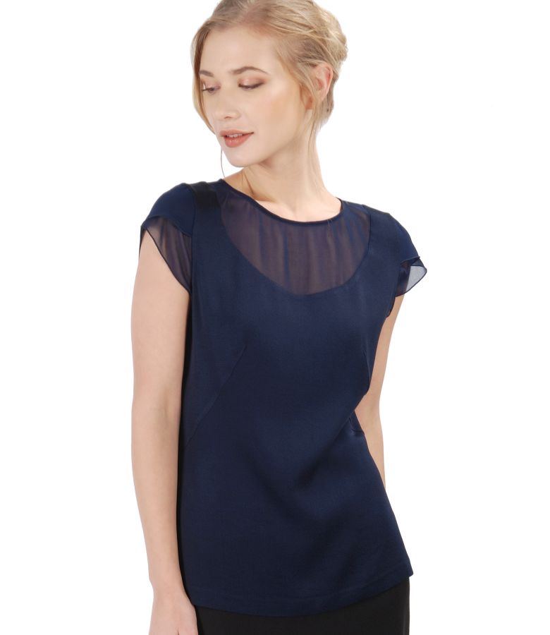 Bluza din viscoza cu garnitura din voal