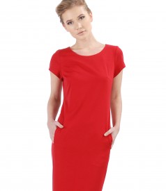 Rochie din jerse elastic cu buzunare laterale