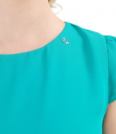 Rochie din voal cu aplicatie de cristale