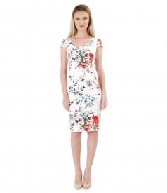 Rochie midi din bumbac elastic cu imprimeu floral