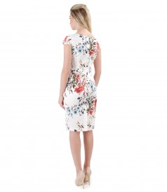 Rochie midi din bumbac elastic cu imprimeu floral