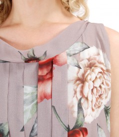 Rochie din voal imprimat cu movite florale