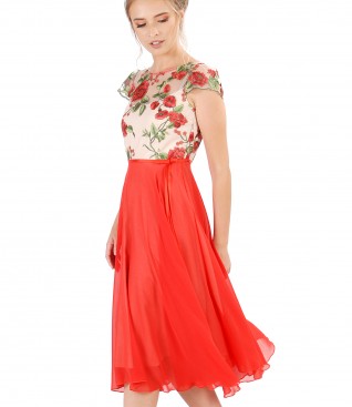 Rochie eleganta cu dantela cu motive florale