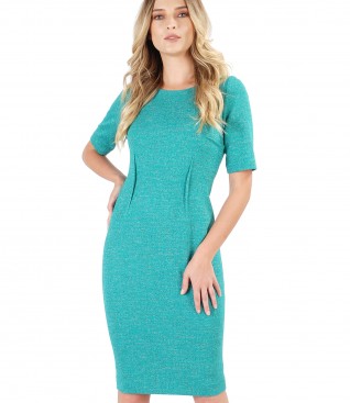 Rochie din bumbac cu fir de efect si aplicatie cristale