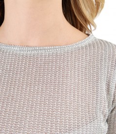 Bluza gri din tricot cu fir argintiu