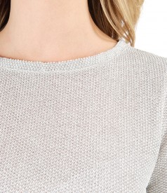 Bluza gri din tricot cu fir argintiu