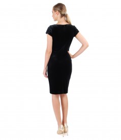 Rochie midi din catifea elastca uni