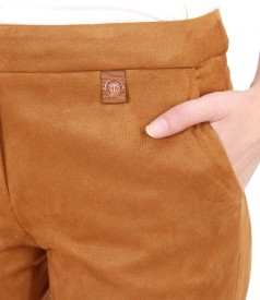 Pantaloni din stofa cu aspect catifelat