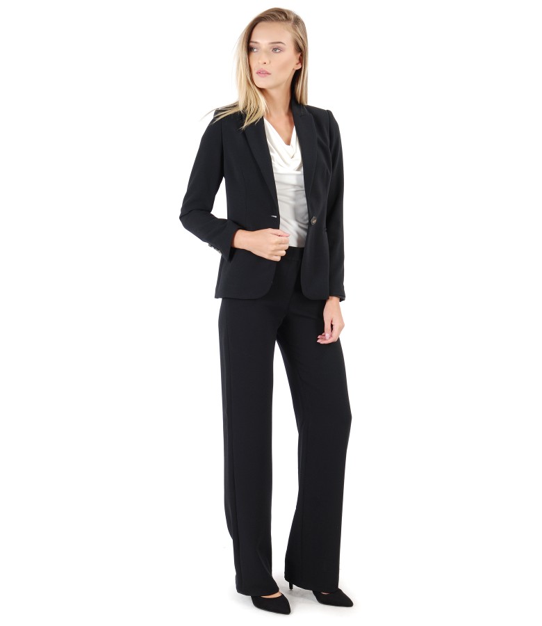 Costum office dama cu sacou si pantaloni din stofa elastica