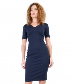 Rochie din jerse elastic gros cu decolteu in V