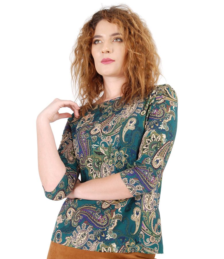 Bluza din jerse imprimat cu motive florale