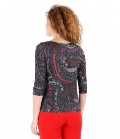 Bluza din jerse imprimat cu motive florale