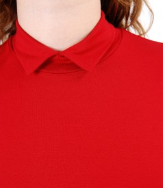 Bluza din jerse elastic uni cu guleras