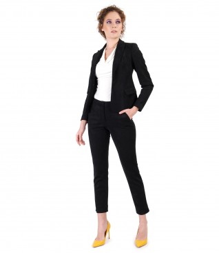 Costum office dama cu sacou si pantaloni din stofa cu aspect catifelat