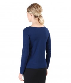 Bluza din jerse elastic cu fald si aplicatie de cristale