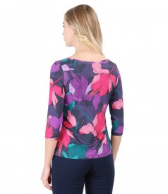 Bluza din jerse imprimat cu motive florale