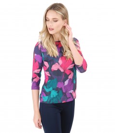 Bluza din jerse imprimat cu motive florale