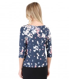 Bluza din jerse imprimat cu motive florale