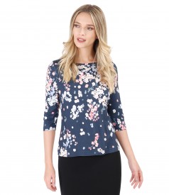 Bluza din jerse imprimat cu motive florale