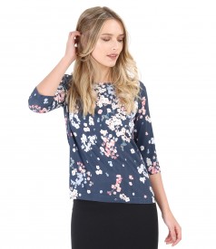 Bluza din jerse imprimat cu motive florale