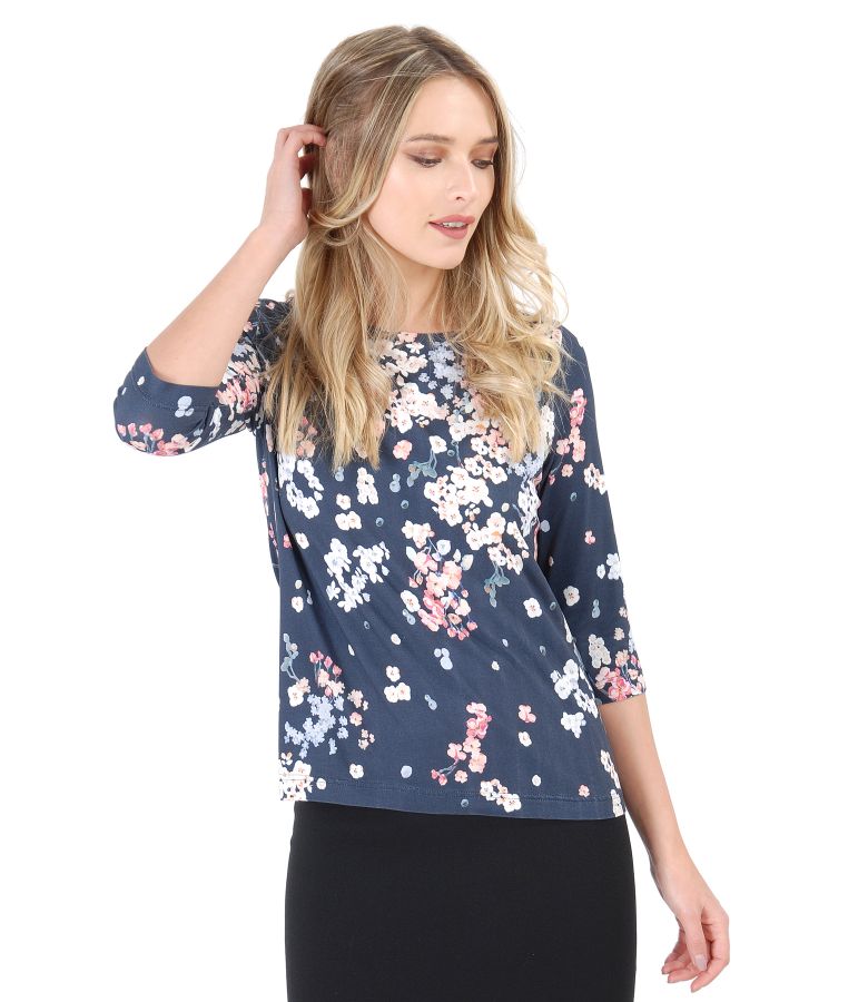 Bluza din jerse imprimat cu motive florale