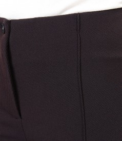 Pantaloni office din stofa texturata cu dunga cusuta