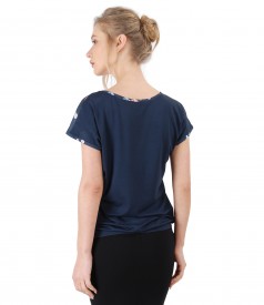 Bluza cu fata din voal imprimat cu motive florale