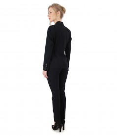 Sacou si pantaloni din stofa elastica neagra