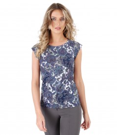 Bluza din jerse elastic imprimat cu motive florale