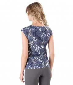 Bluza din jerse elastic imprimat cu motive florale